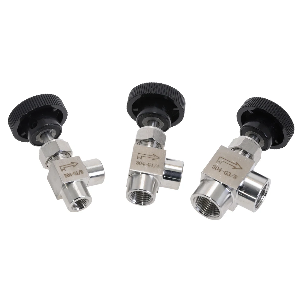Игольчатый клапан 304 из нержавеющей стали 1/8 дюйма 1/4 1/2 BSP прямоугольный с