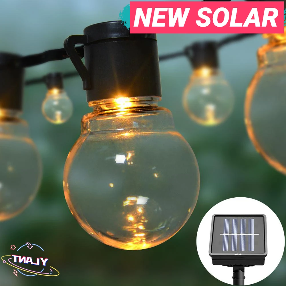 

2021 NEW Solar Power LED Decorative light String With 10/20 LED Globe Bulbs Fairy lights Garland Garden Outdoor Decoration lamp
