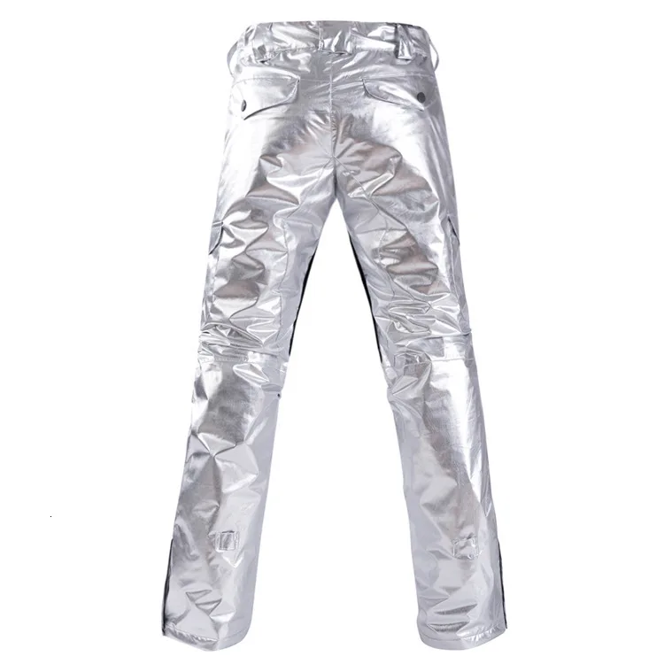 Женские зимние лыжные штаны серебристые и золотистые утепленные для улицы