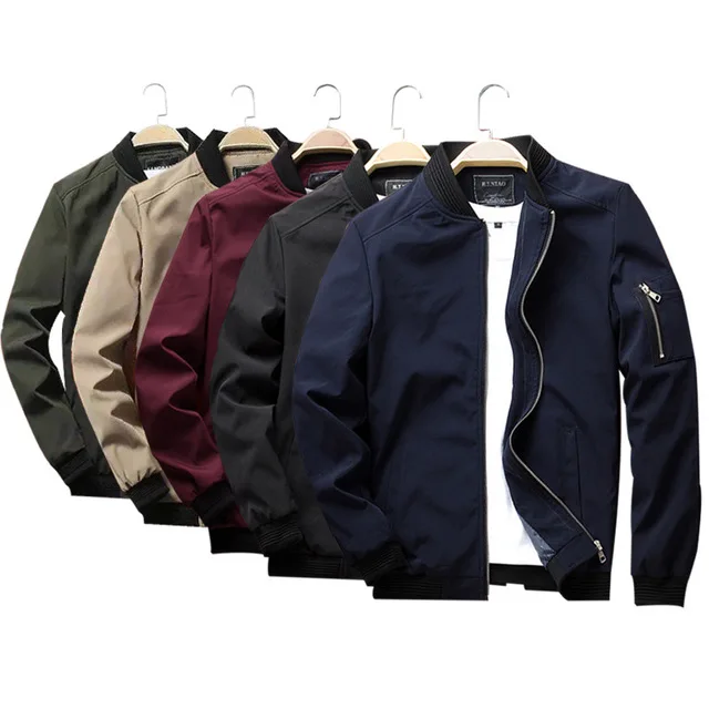 

Brand New Jacket Men Casual Spring Autumn Slim Fit Softshell Flight Bomber Jackets Mens O-Neck Lightweight Coats 6XL Clothes