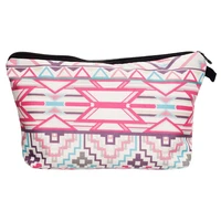 women cosmetic bag aztek white pink zipper neceser portable makeup bag case print organizer bolsa feminina travel toiletry bag
