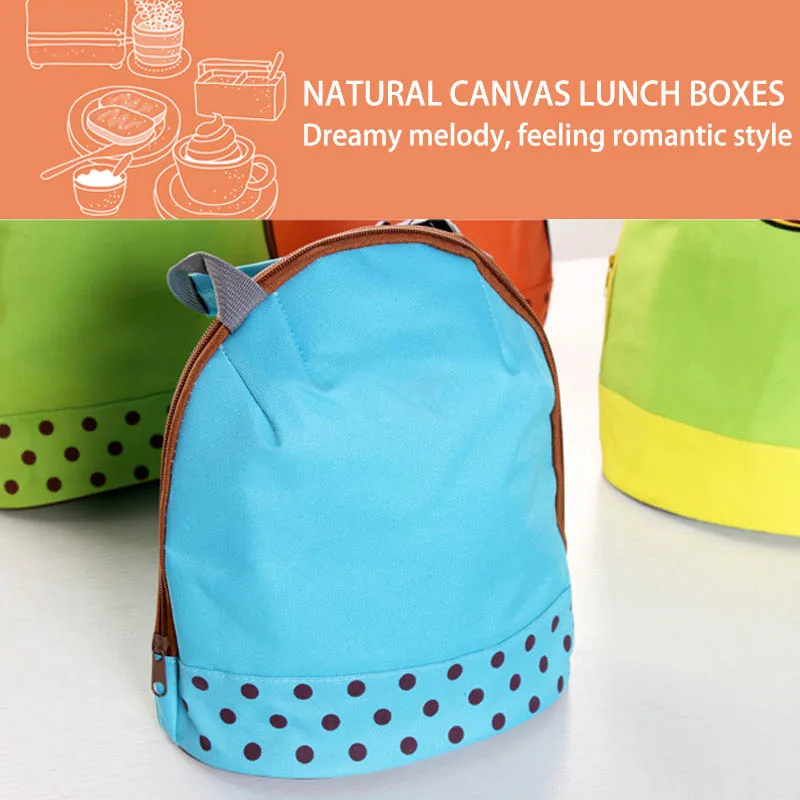 blue dot 1 PC Portable Lunch Box Dot Pattern Tote Cooler Bags Food Container Thermal Insulated Bento Pouch Lunch Bag - Цвет: blue dot