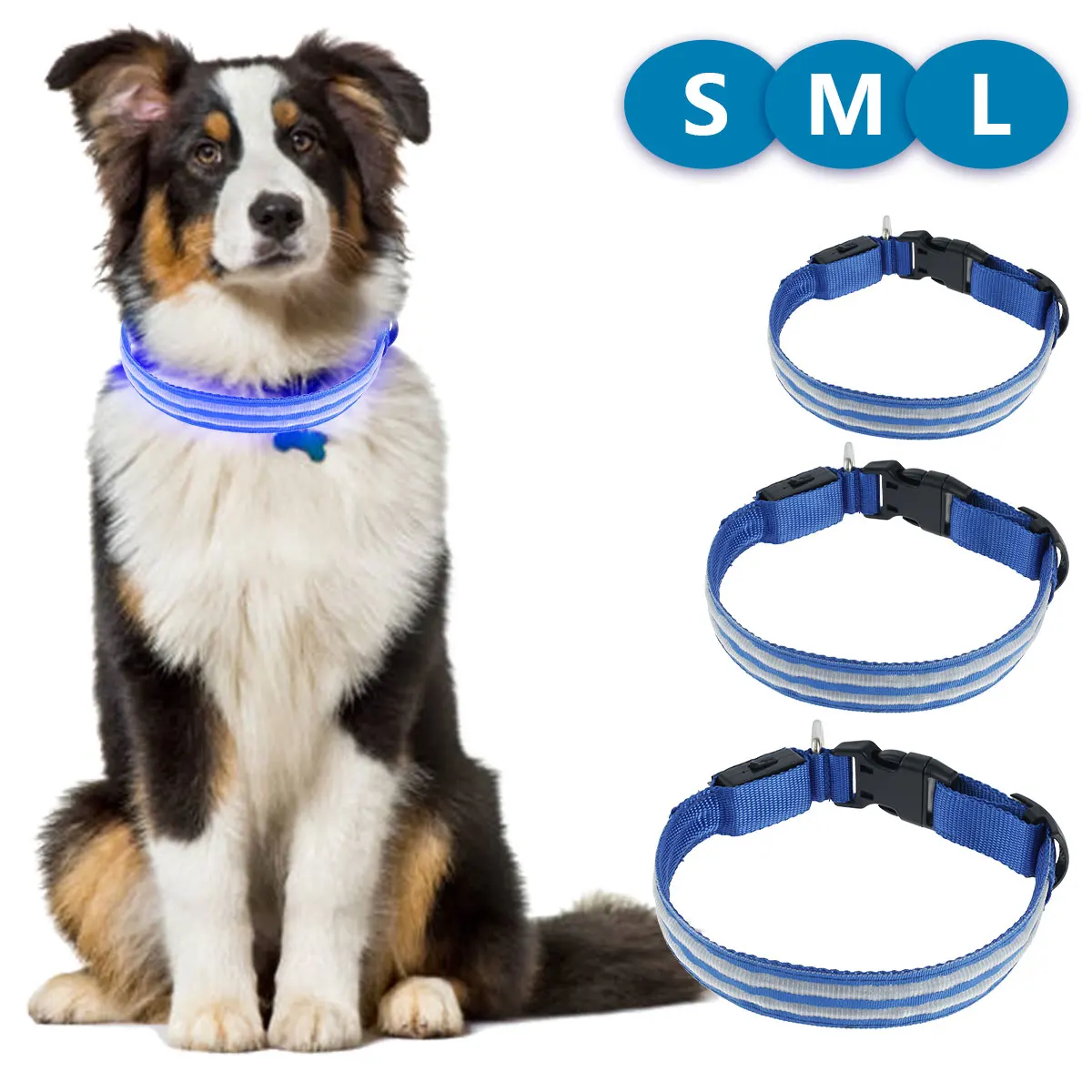 

Водонепроницаемый ошейник для собак со светодиодный светильник кой, суперъяркий мигающий ошейник для домашних питомцев, зарядка через USB, 3 ...