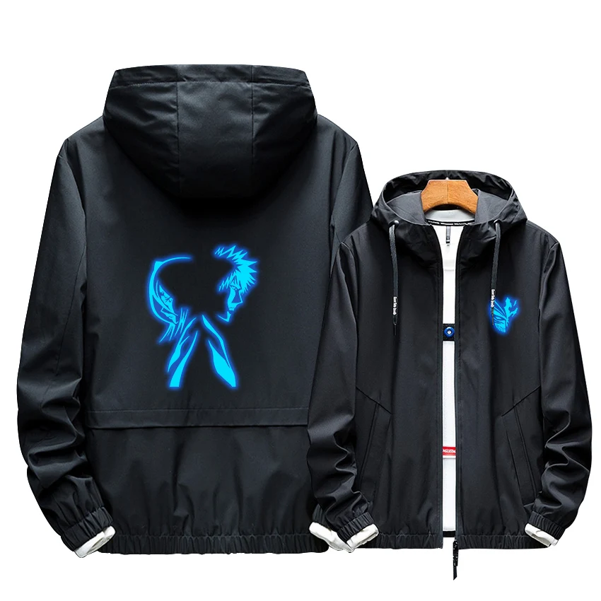 

Thick Cotton Jacket BLEACH Cosplay Long Sleeve Casual Fashion Popular Coat Tooling Noctilucent Warm Print Zipper Winter Hoodie