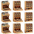 Многофункциональный настольный деревянный держатель для маркеров, школьный чехол для хранения, настольный аксессуары для карандашей, органайзер, стационарный, в винтажном стиле