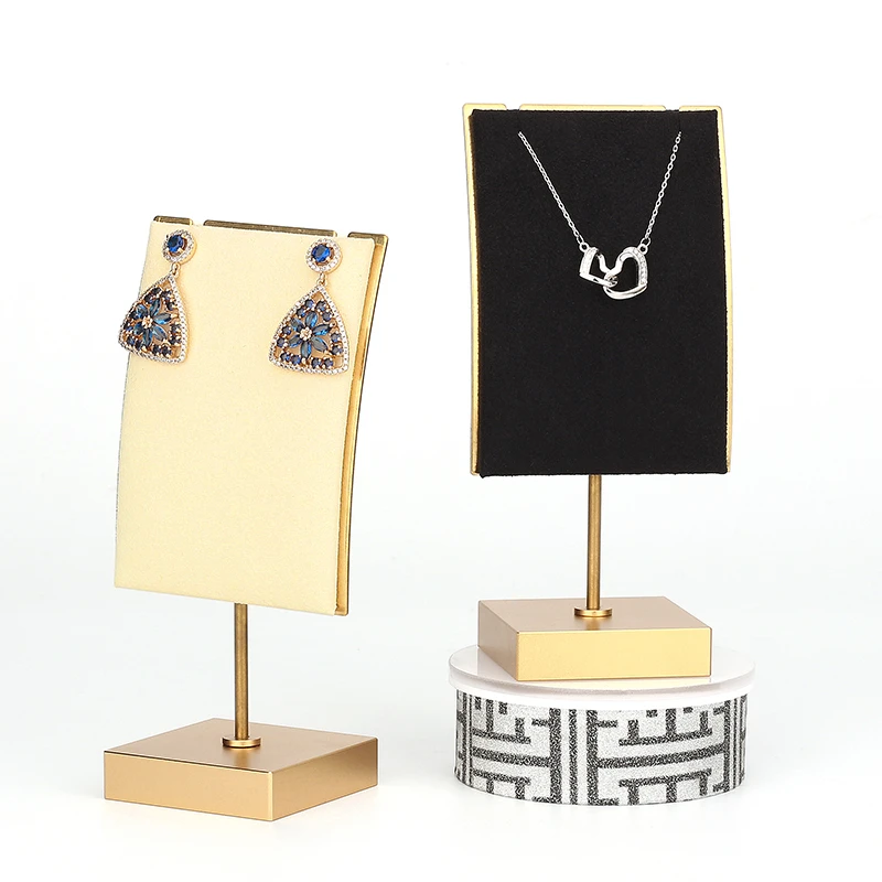 Recommend Retro Green Metal Plate Microfiber Leather Customized Creative Jewelry Pendant Necklace Display Stand Detachable Base