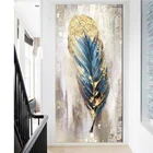 Большая 5d алмазная живопись сделай сам, абстрактная Золотая перо, алмазная вышивка, полная квадратная картина, мозаичный пазл, YG2563