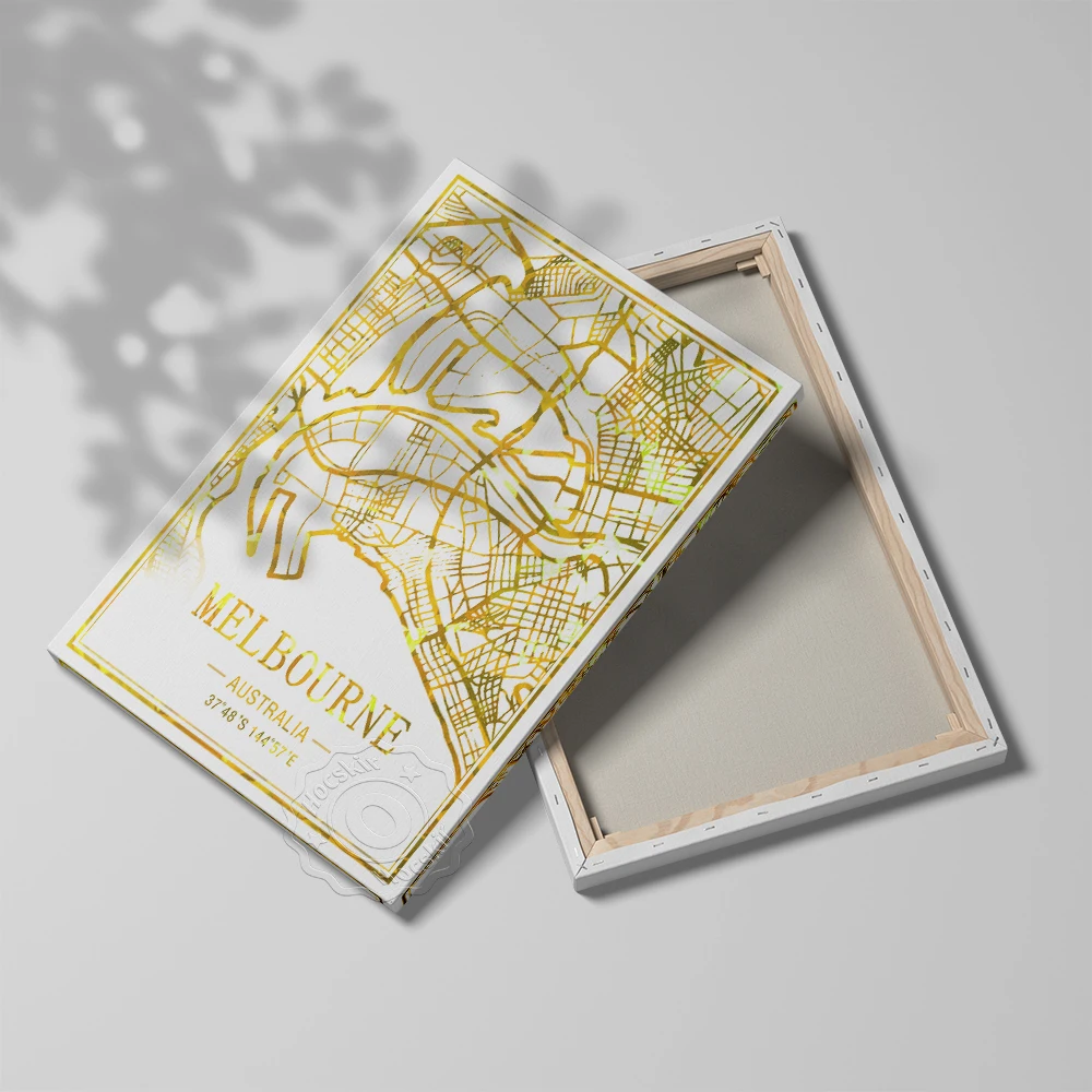 Мельбурн Австралия художественная карта плакат город Тавель линий принты