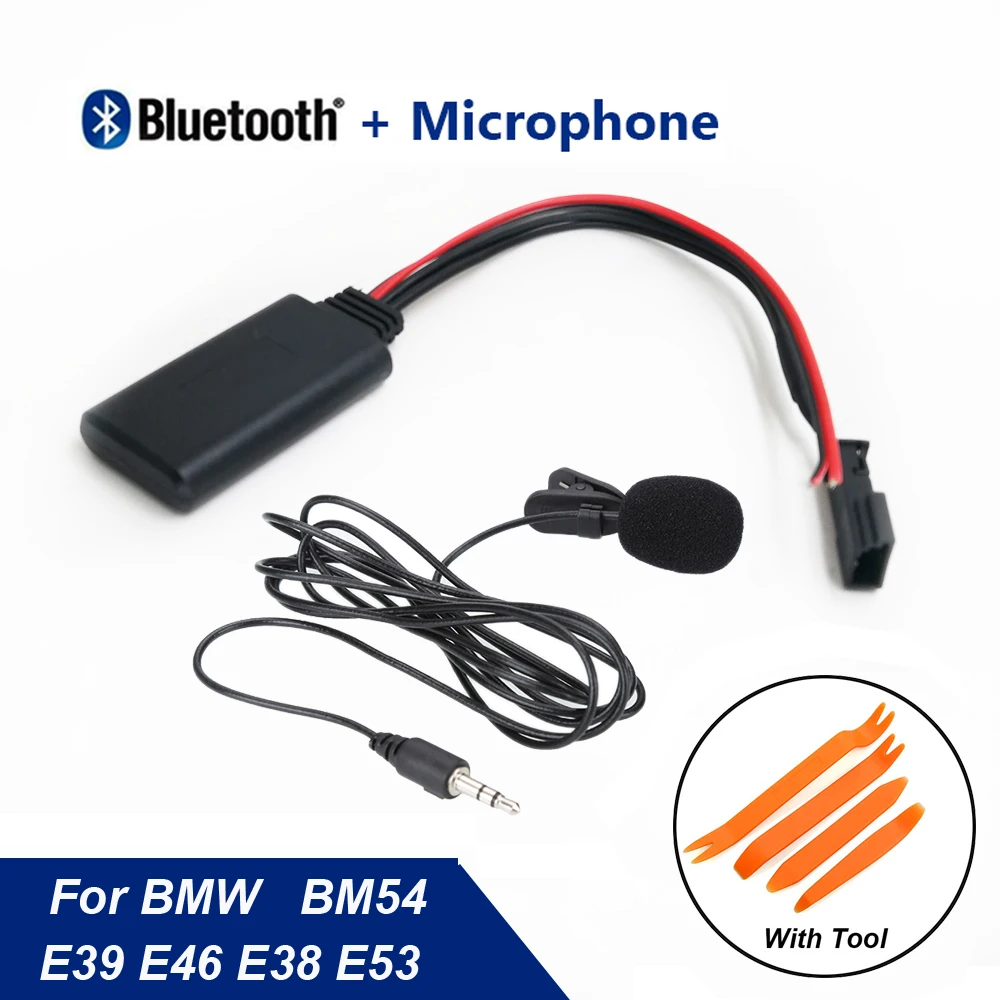 Автомобильный Bluetooth модуль AUX-in аудио адаптер + инструмент и микрофон для BMW E39 E46 E38