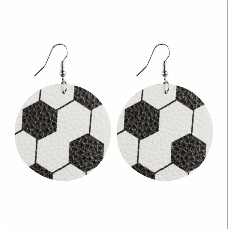 2020 горячие продажи виды ПУ кожа мяч печати серьги капли оптом кожаный