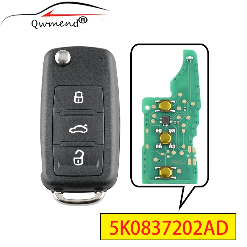 

Пульт дистанционного управления QWMEND ID48 с чипом 434 МГц для Volkswagen GOLF PASSAT Tiguan Polo Beetle Hella для Seat for Skoda 5K0837202AD
