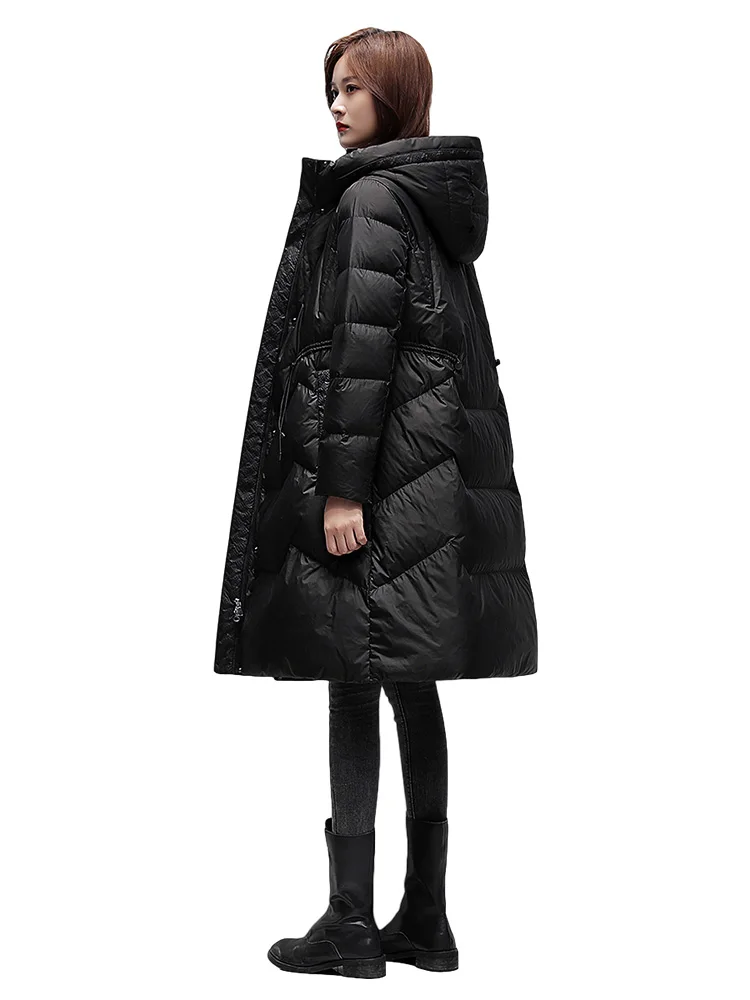 

Women 2020 Winter New Fashion Mid-Long Warm Jackets Female White Duck Down Hooded Outwears Ladies Loose Thicken Overcoats D162