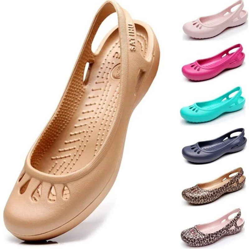 

Jelly shoes woman Sandals 2020 Summer slip on Hole Shoes sweet Ballet flats women ballerina EVA female loafer black Beach shoes