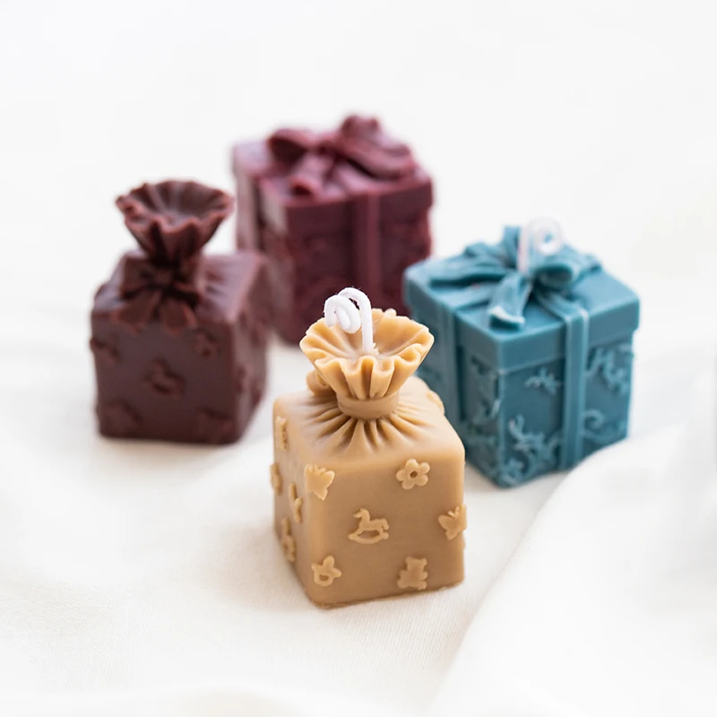 

Creative 3d Silicone Gift box Candle Mold Aroma Handmade Diy Soap Supplies Silicone Plaster Fondant Cake Mold