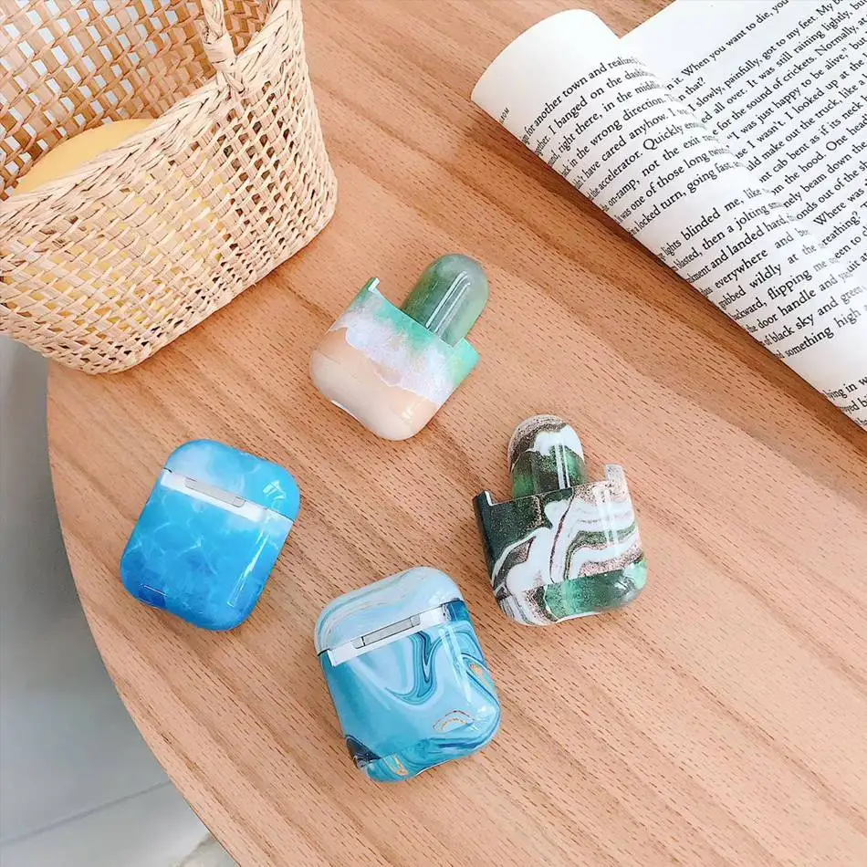 Беспроводной Bluetooth чехол для наушников Airpods чехол Роскошный Мраморный наушник чехол для Apple Air Pods 2 Earpods аксессуары 1