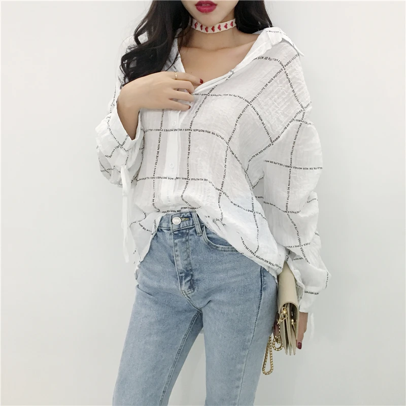 

vetement femme vintage plaid tops Harajuku style turn-down collar loose Spring and autumn shirts Women's Clothing fashion brand