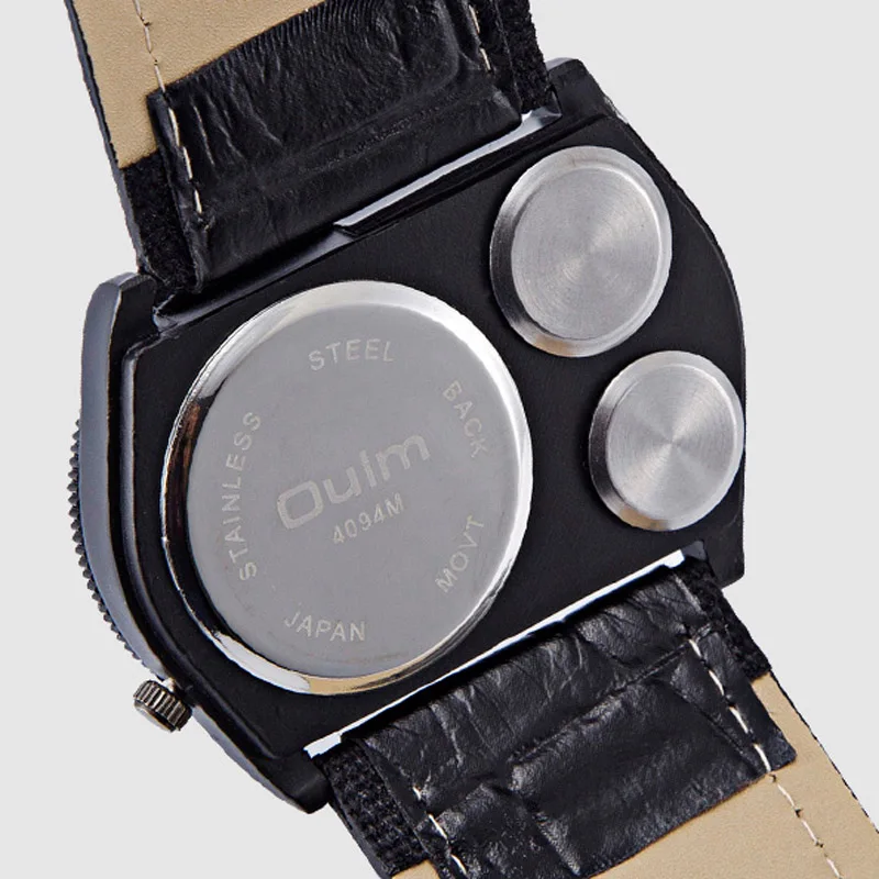 

Oulm Watch Men Multiple Time Zone Quartz Men Watches Waterproof Men's Watches Green Leather Band relogio masculino reloj hombre