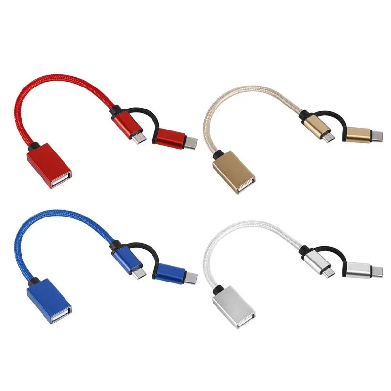 

2 In 1 USB OTG Cable Type C Micro Usb To USB Adapter USB-C Data Transfer Cable For mobile phones computers Type-C Phone
