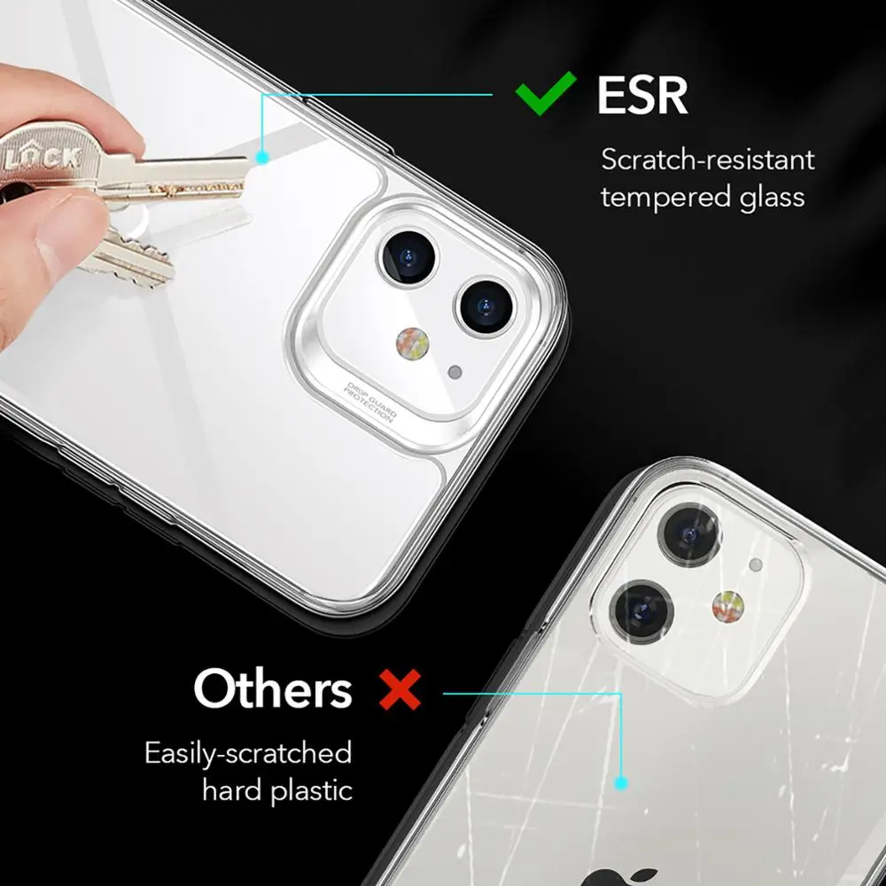 Стеклянный чехол ESR для iPhone 13 12 Pro Max прозрачный из закаленного стекла SE3 SE Mini 8 7