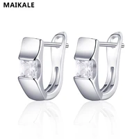 maikale korean earrings aaa cubic zirconia square stud earrings for woman temperament wild earrings silver color fashion jewelry