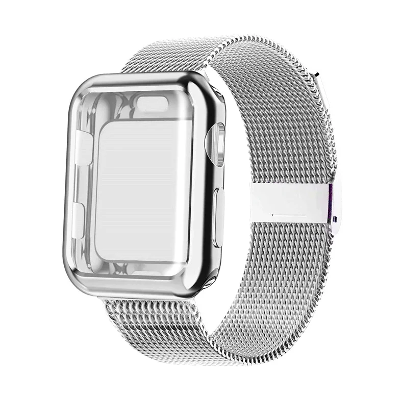 Чехол+ ремешок для Apple Watch Band 44 мм 40 мм iWatch band 42 мм 38 мм браслет из нержавеющей стали Миланская петля Apple watch 5 4 3 2 1 40