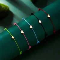 fashion simple hand woven multicolor cord bracelet romantic heart adjustable bracelet promises girl jewelry anniversary gift