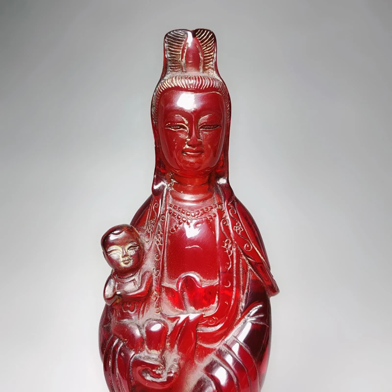 Фото Изысканная китайская статуя из янтарной смолы - SongZi Guanyin №2
