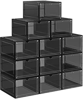 wholesale 12 48 pcs clear drop front shoe box sneaker rack storage organizer shelf stackable fit ajjordan display