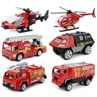 Пожарный, грузовик, двигатель, вертолет, контроль оператора, защита, пожарный, детские игрушки для мальчиков, игрушка Sam 6 шт.компл. 1:87
