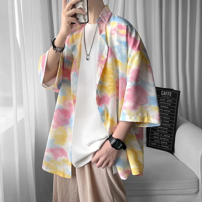 

Men's Shirt Loose Student Long Sleeve Blouses Movement College New Listing Fashion Beach Couples 2021 Spring Summer