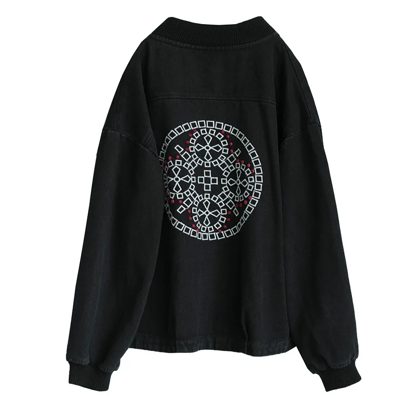 

Max LuLu 2020 New Korean Designer Womens Vintage Denim Coats Ladies Embroidery Black Jackets Casual Punk Style Clothes Plus Size