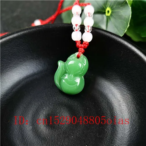 Подвеска из натурального зеленого китайского нефрита и лисы ожерелье агата