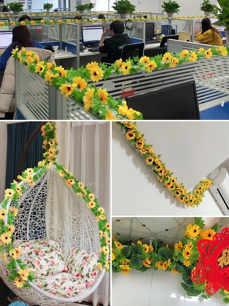 

Artificial Sunflower Cane For Indoor Wall Hanging Air Conditioning Pipe Shelter Decorative Strip