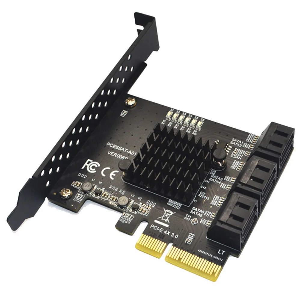 

SATA PCI e Adapter 6 Ports SATA 3.0 to PCI Express x4 Expansion Card SATA3.0 PCIe PCI-e SATA Controller for HDD ASMedia ASM1166