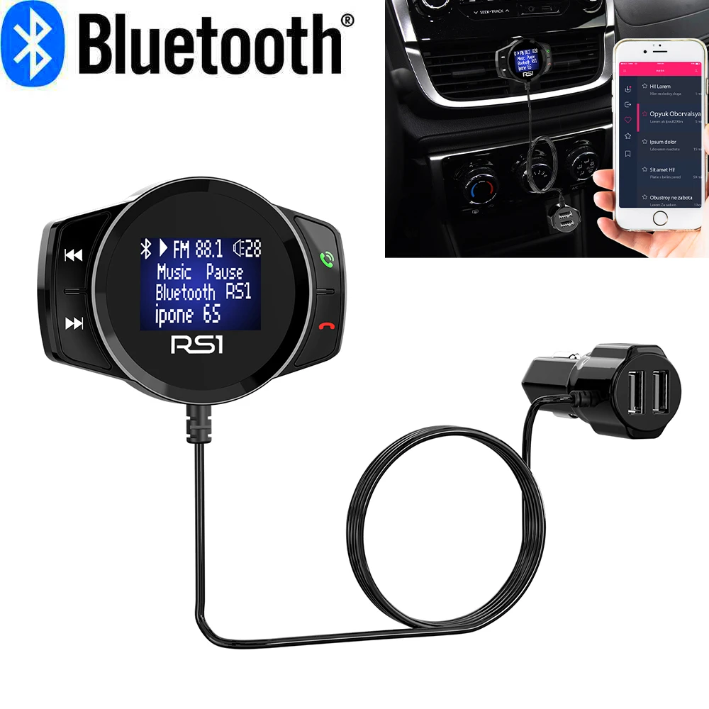 FM трансмиттер автомобильный с поддержкой Bluetooth и 2 USB портами|Беспроводные