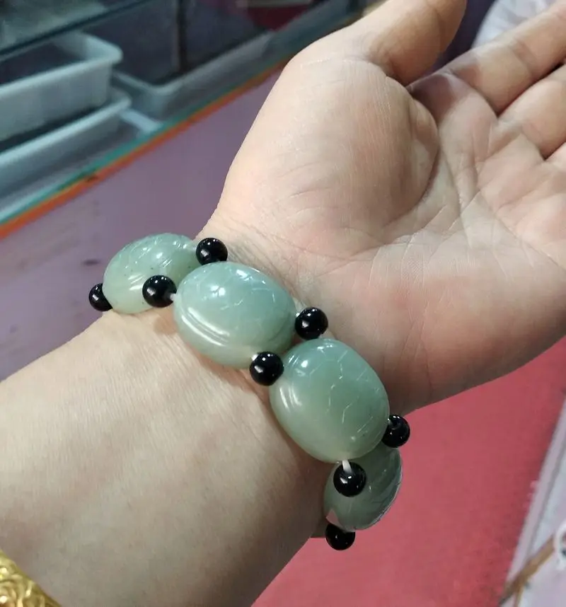 Натуральный нефрит Черепаха Браслет Carven черепаха удача амулет счастливый