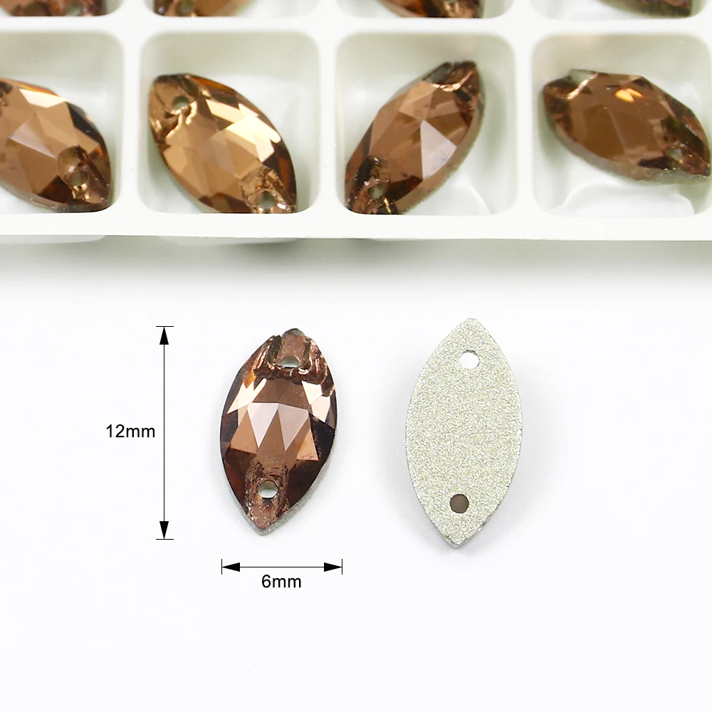 Стразы для шитья с помощью пупка 12*6 мм аппликацией в виде листьев и плоской