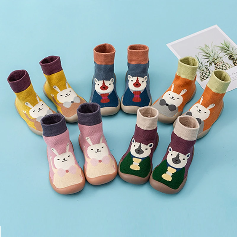 

Unisex Baby Shoes First Shoes Baby Walkers Toddler First Walker Baby Girl Kids Soft Rubber Sole Baby Shoe Knit Booties Anti-slip