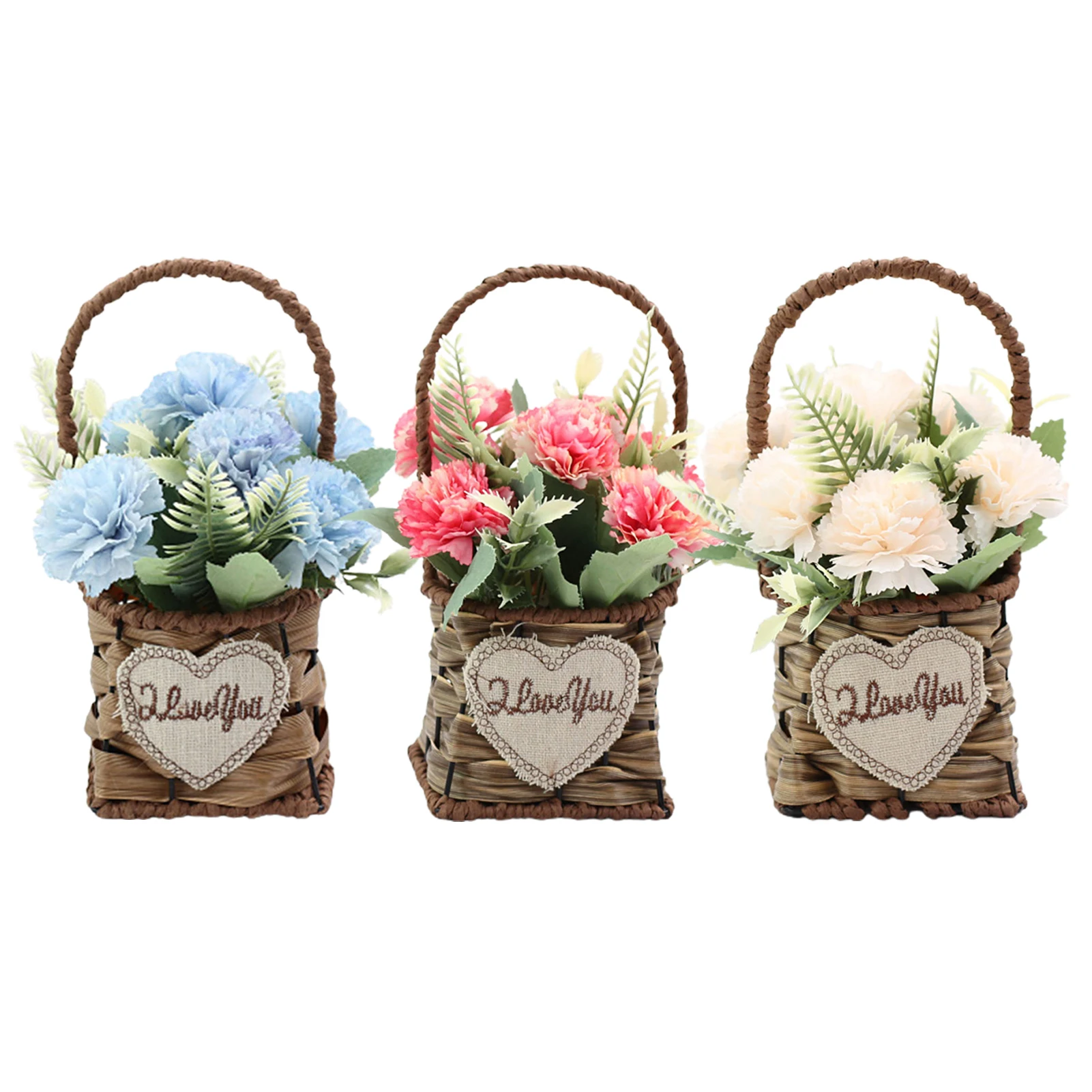 

Artificial Carnation Flowers In Basket For Wedding Home Decor For Home Decoration Accessories Wedding Decorative