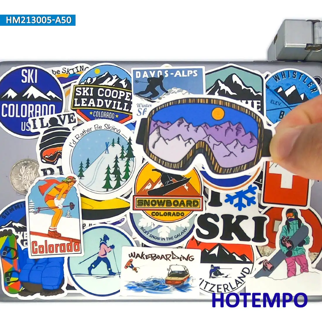 Alpine-Snowboard nórdico para deportes al aire libre, 50 Uds., pegatinas para coche ordenador portátil, guitarra, monopatín, pegatina de bicicleta