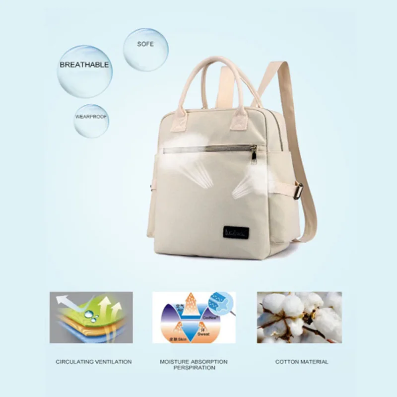 

Simple And Fashionable Ladies Backpack Multifunctional Mummy Bag Baby Diaper Bag Large Capacity Canvas Travel Bag