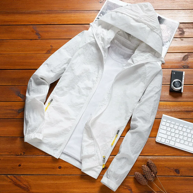 Мужская повседневная куртка на молнии летняя с защитой от солнца ультралегкий