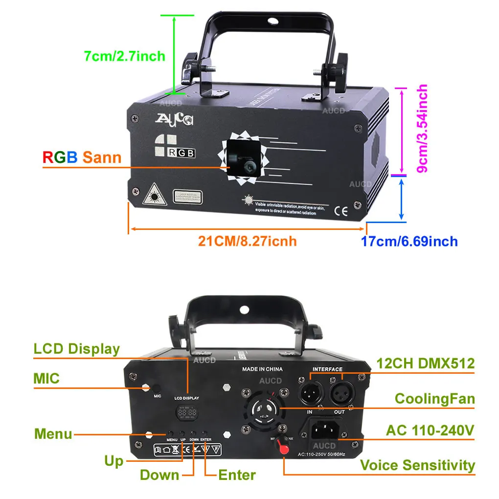 1 Вт RGB Полноцветный белый музыкальный сканер с анимационными узорами лазерный