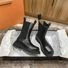 Женские ботинки на платформе, мотоциклетные ботинки челси в стиле панк, осенняя Брендовая обувь без застежки, 2021