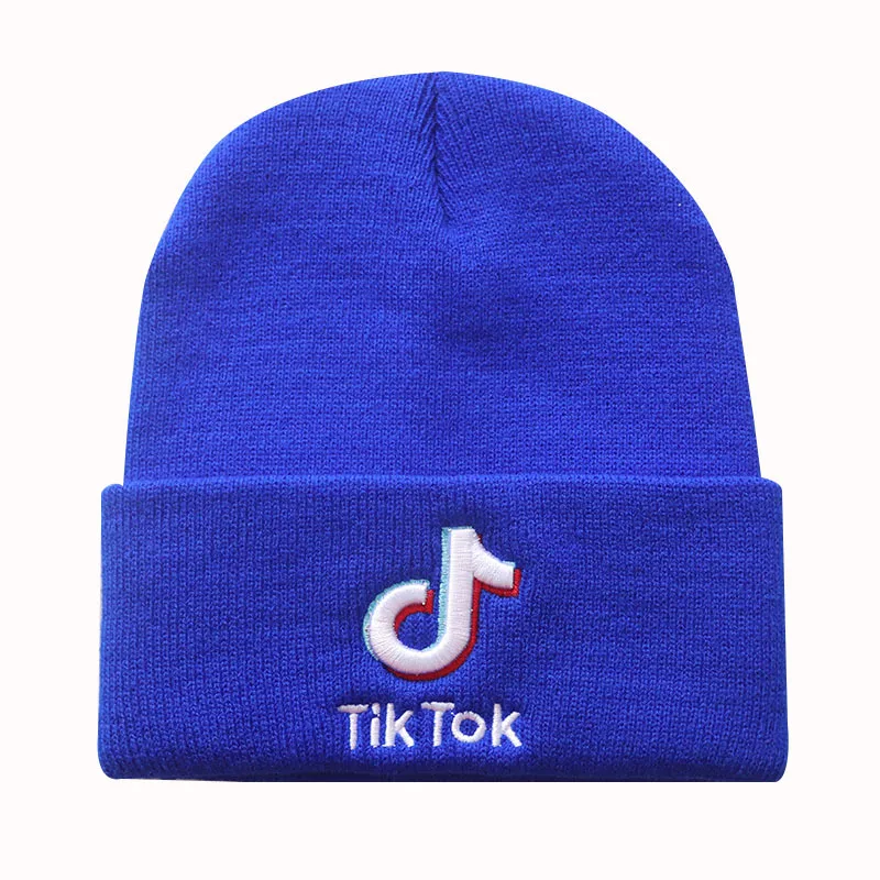 

Tik Tok Hat LOGO Hip Hop Knit Wool Hat Embroidery Knitted Hat Woolen Hat Cold Hat PulloverCap TikTok Autumn And Winter Warm Hat