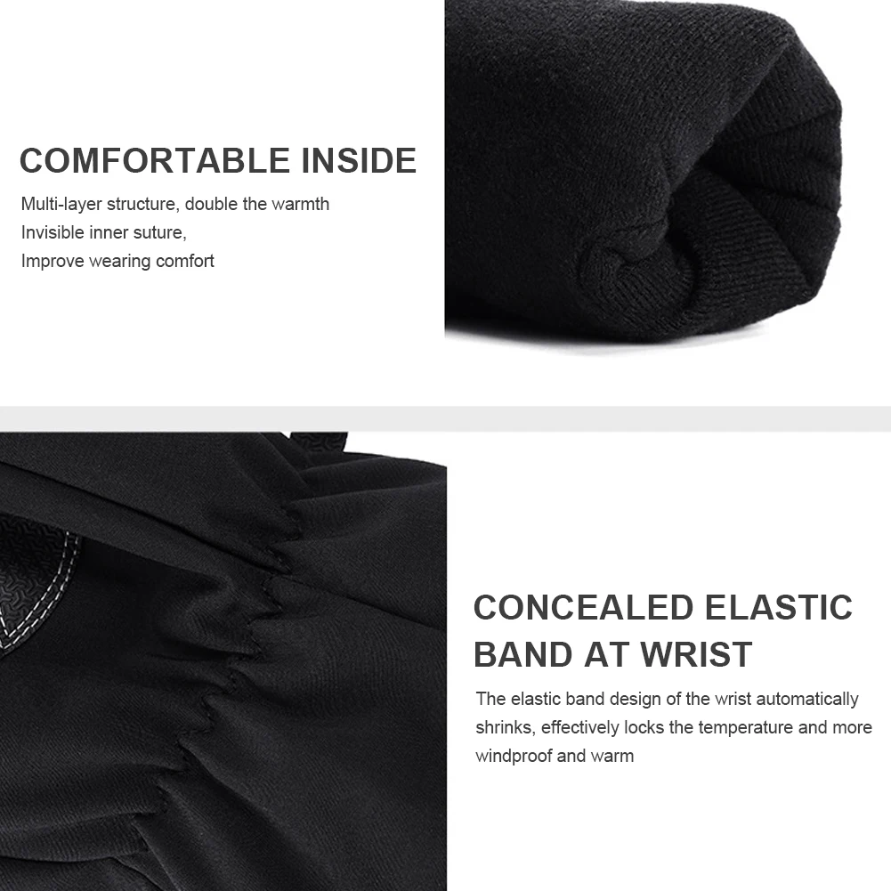 

New Upgraded Anti-Slip Waterproof Winter Cycling Gloves Touch Screen Gloves Windproof Cycling Fluff Warm Gloves Motorcycle Glove