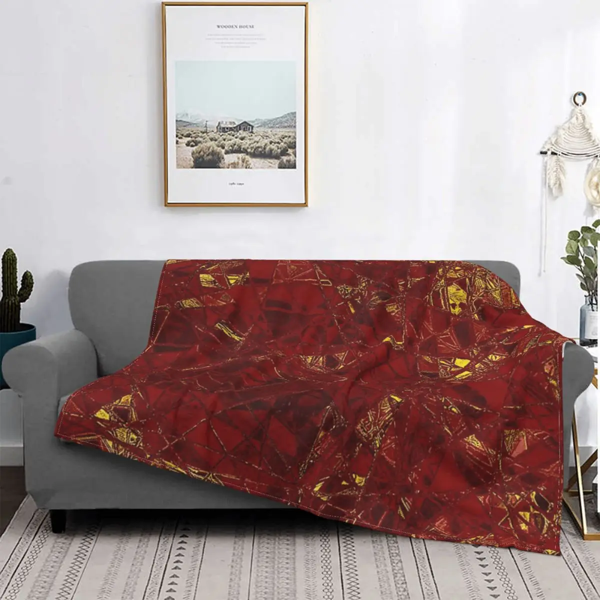 

Aurelia- Red And Gold Metallic Blanket Bedspread Bed Plaid Throw Fluffy Plaid Kawaii Blanket Bed Linen Cotton
