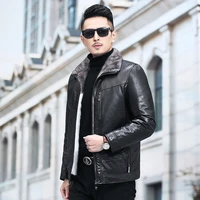 cross mink liner genuine clothes male cow leather shearling jacket marten overcoats