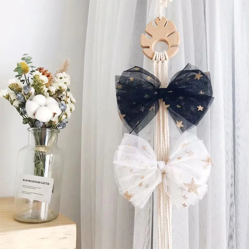 

Nordic Style Wood Girl Hairpin Holder Baby Headband Hair Clip Jewelry Photo Storage Organizer Room Wall Hanging Decorations