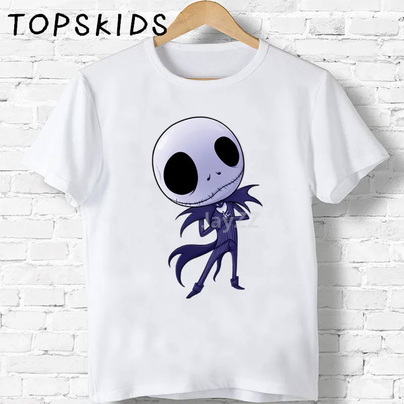 2019 Детские футболки с принтом город Хэллоуин Тыква король Джек Скеллингтон